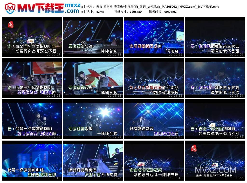 蔡晓 翟琳童-寂寞咖啡(现场版)_国语_合唱歌曲_MA105062